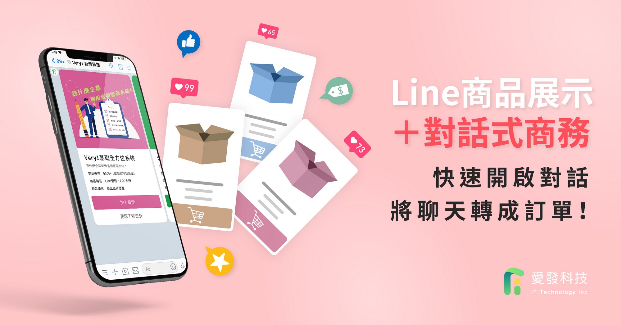 Line商品展示＋對話式商務，快速開啟對話，將聊天轉成訂單！